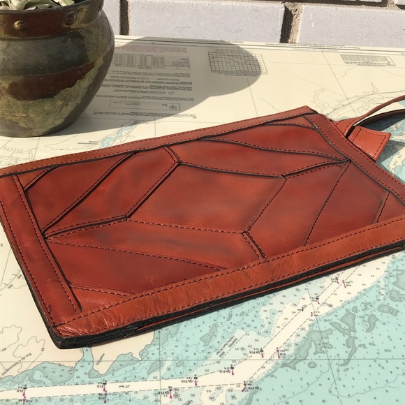 Vintage Leather Diamond Pattern Clutch - Picture 3 of 6